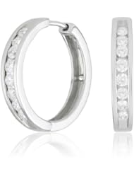 14k Gold Channel-Set Diamond Hoop Earrings (1/2 cttw, H-I Color, I1-I2 Clarity)