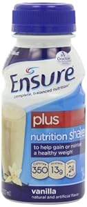 Ensure Plus Complete Balanced Nutrition Drink, Ready to Use, Vanilla Shake, 24 - 8 Fluid Ounce Bottles