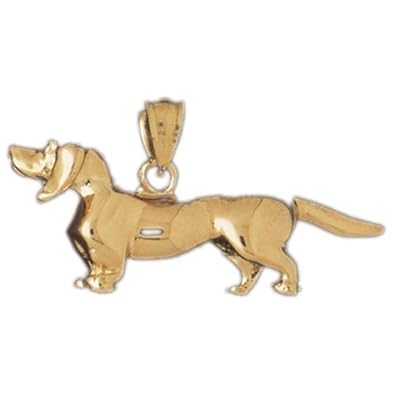 Cheap Girls Jewelry Dazzlers Solid 14k Gold 3D Dachsund Dog Charm Pendant Available in three colors from jewelsberry (weights: 8.1 grams only) For Sale
