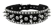 22 Inch Black Leather Spiked / Studded Dog Collar - M