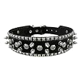 22 Inch Black Leather Spiked / Studded Dog Collar - M