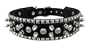 22 Inch Black Leather Spiked / Studded Dog Collar - M