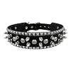 22 Inch Black Leather Spiked / Studded Dog Collar - M