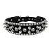 28" Black Leather Spiked / Studded Dog Collar Large