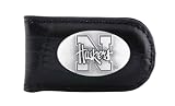 NCAA Nebraska Cornhuskers Black Crocodile Leather Magnet Concho Money Clip, One Size