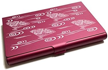 Business Card Holder Japanese Design Art "SENSU Folding fan" WAGARA Red