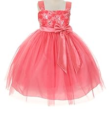 Girls  Sequined Crystal Mesh Satin/Tulle Flower-Girl Dress  With a Bow(s) and a Sash 