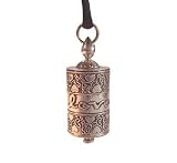 Tibetan Love Spells Prayer Wheel Amulet Pendant, Opens to Reveal Folded Paper with Six Love Spells, Measures 1 5/8 Inches Long