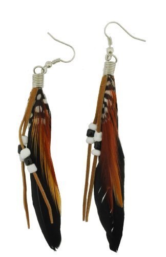 Teens Girls Womens Bohemian Natural Feather Earrings
