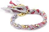 Ettika Multi Rainbow Braided Vintage Ribbon Rhinestone Crystal Bracelet