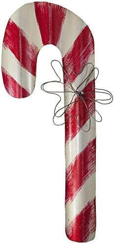 Candy Cane Hand-Painted Folk Art Wall Decor made from Reclaimed Metal