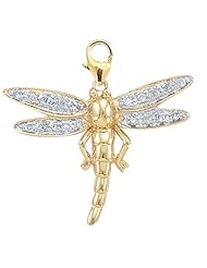 14K Yellow Gold Diamond Dragonfly Charm