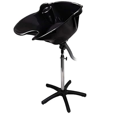 Saloniture Portable Salon Deep Basin Shampoo Sink with Drain - Black - Adjustable Height