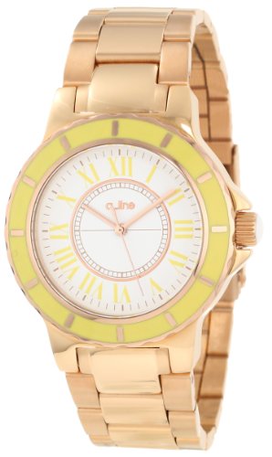 a_line Women's AL-80009-RG-02YL Marina White/Yellow Dial Rose Gold Ion-Plated Stainless Steel Watch