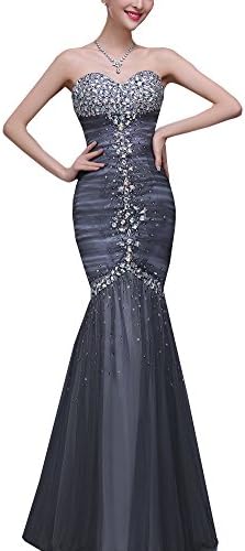 KKYRESS Women's Elegant Sequined Fishtail Formal Ball Gown Prom Party Long Dress
