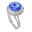 Silvertone Framed Sapphire Blue Swarovski Crystal Fashion Ring