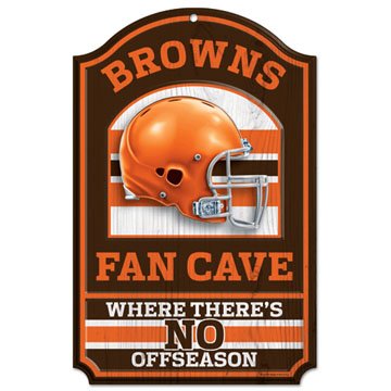 NFL Cleveland Browns 11-by-17 inch Fan Cave No Offseason Wood Sign