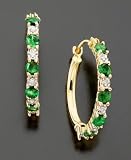 14k Gold Emerald (5/8 ct. t.w.) & Diamond Accent Hoop Earrings
