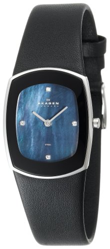 Skagen Womens Studio Black Leather Watch #649SSLB 41furTrmzLL Skagen Womens Studio Black Leather Watch #649SSLB