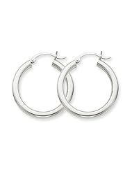 3mm, 14K White Gold Classic Hoop Earrings, 40mm (1 1/2")