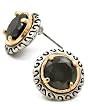 Two Tone Black Cubic Zurconia Button Post Fashion Earrings