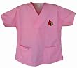 Louisville Cardinals Pink Scrubs Tops SHIRT University of Louisville For HER -Officially Licensed NCAA College Logo Apparel Unique GIFT Ideas For Mom Nurses Ladies Students Graduation