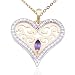 18k Yellow Gold Plated Sterling Silver Amethyst and Diamond Accent Filigree Heart Pendant, 18"