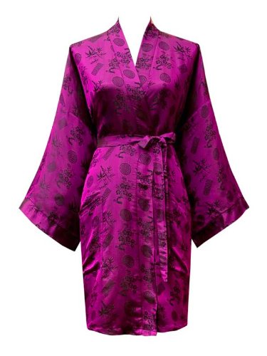 Red Blossom Women's Kimono - Silk Jacquard (Short)