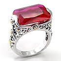 Women's Solitaire Ruby Color Cubic Zirconia Inverted Plating Ring, Size: 5-10