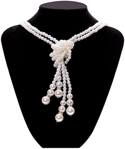 Women's All-match pearl Long Necklace Multi layer tied sweater chain
