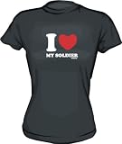 I HEART Love My Soldier Ladies tee Shirt in 6 Colors Small thru XXL