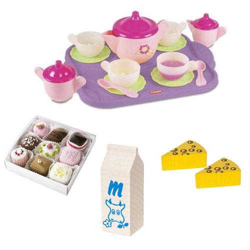 Playskool Magic Tea Party with Haba Soft Petit Fours Set of 9 Desert Toys, Cheese Wedges, and Milk Carton Bundle