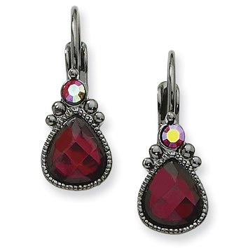 41fv2udOF3L 1928 Black plated Red Aurora Borealis Crystal Leverback Earrings