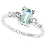 1.11ct Emerald Cut Green Amethyst and Diamond Gemstone Ring in 14Kt White Gold