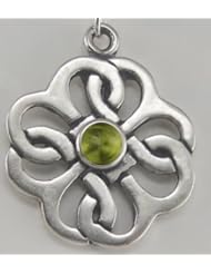 Lovely Celtic Knot Flower Pendant in Sterling Silver with Genuine Peridot ...Made in America