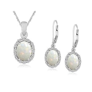 Sterling Silver Opal And Blue Topaz Stud Earrings And Pendant Set 18