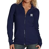 Antigua New York Yankees Ladies Navy Blue Revolution Full Zip Sweater