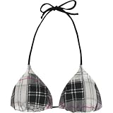 FULL TILT Womens Plaid Swimsuit Triangle Top - Gray