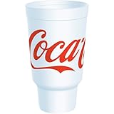 Dart 32AJ20C 32-Ounce Flush Fill Capacity 7.1 Inch Height Coca Cola Stock Printed Foam Cup 16-Pack (Case of 25)