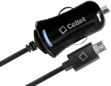 Cellet High Powered 10 Watt (2.1 Amp) Micro USB Mini Car Charger for Smartphones and Tablets - Black