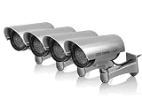 Hootoo Outdoor / Indoor Waterproof FAKE / DUMMY SECURITY CAMERA w/ Blinking Light (silver) (4 PACK)