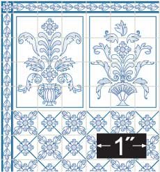 Kitchen - Leslie Blue Dollhouse Miniature Wallpaper