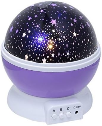 Discountedtous Generation Star lighting Lamp 4 LED beads 360 Degree Romantic Room Rotating Cosmos Star Projector for Christmas (Purple)