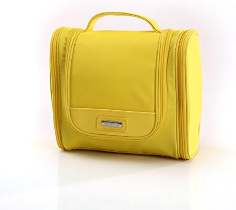 Nuowin Three-Doors Hanging Travel Toiletry Bag with Multi-pockets Large Capacity Travel Organizer (Yellow)