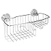 InterDesign Reo Power Lock Suction Bathroom Shower Combo Caddy Basket for Shampoo, Conditioner, Soap - Stainless Steel