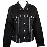 Katina Marie Cotton and Spandex Black Denim Jacket, Matching Front Pockets, Button Front, All... 