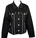 Katina Marie Cotton and Spandex Black Denim Jacket, Matching Front Pockets, Button Front, All Buttons Trimmed with Swarovski Crystals