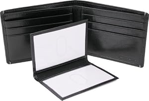 Executive Calfskin Leather Black Business Card Case, 4x2.75"