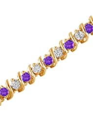 3 CT Amethyst & Diamond Bracelet 14K White Gold