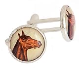 JJ Weston silver plated cufflinks with aged appearance horse head accent with presentation box. Made in the U.S.A